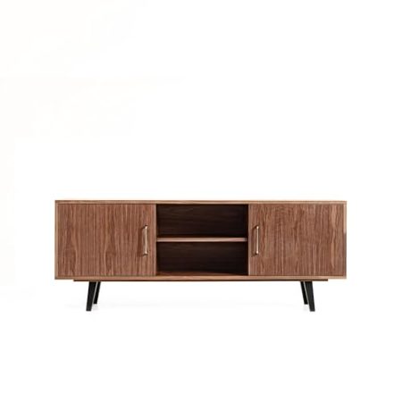 TV Schrank "BELL", American Walnuss, 2 Türen, 6 Einlegeböden, skandinavisches Sideboard, 170 x 66 x 43 cm