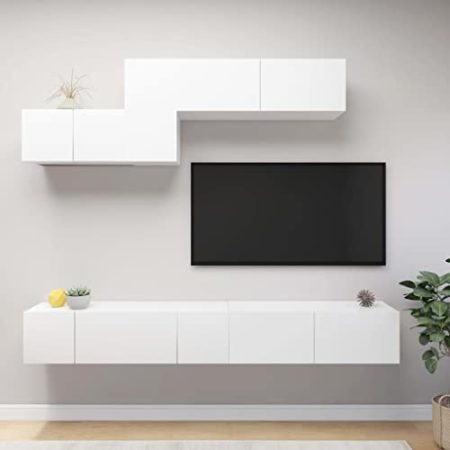 AJJHUUKI Entertainment Centers & TV-Ständer, 6-teiliges TV-Schrank-Set, Holz, Weiß