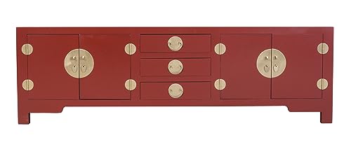 Fine Asianliving Chinesisches TV Lowboard Rubinrot - Orientique Kollektion B175xT47xH54cm Chinesischer TV Schrank China Oriental Asiatique Fernsehschrank TV Regal TV Tisch TV Möbel TV Board