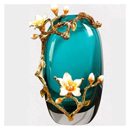 Vasen Neue chinesische Licht Luxus Glasvase Dekoration Glas Wohnzimmer Veranda TV Schrank Weinschrank Dekoration High-End-Zubehör Vase/Blumenvase (Size : L)