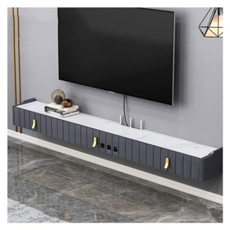TV Schrank Hängend Schwebender TV-Ständer mit Kabellöchern, 70,8 Zoll großes schwebendes TV-Regal for die Wandmontage unter dem Fernseher, Entertainment-Center, moderne Medienkonsole for Wohnzimmer, Z