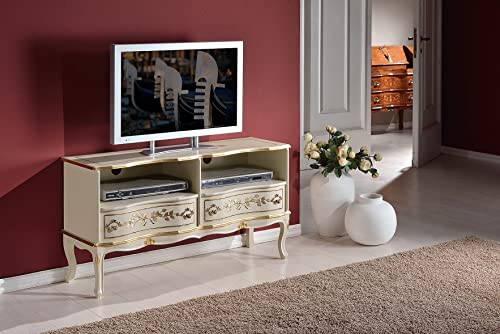 TV-Schrank mit 2 Schubladen, aus Massivholz, klassischer Stil