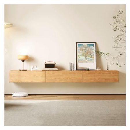 Wandmontierte TV-Konsole An der Wand montierter TV-Schrank, schwebender TV-Regalständer, moderner, platzsparender Holz-Media-Entertainment-TV-Konsolenschrank mit nach unten klappbarer Tür Fernsehständ