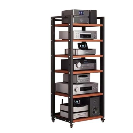 ZCFLWR 6-stufiger Stereo-Ständer, Komponenten-Audio-Video-Rack, Home-Office-Wohnzimmer-Verstärker, DVD-CD-Player, TV-Zubehör, Receiver, Spiel, AV-Medien-Aufbewahrungsregal, Eck-Entertainment-Center
