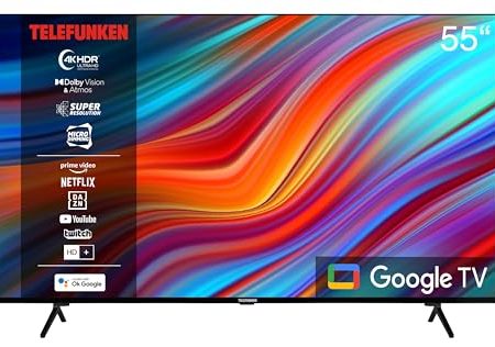 Telefunken Google TV 55 Zoll Fernseher (4K UHD Smart TV, HDR Dolby Vision, Triple-Tuner, Dolby Atmos, HD+ 6 Monate inkl.) XU55GA660S