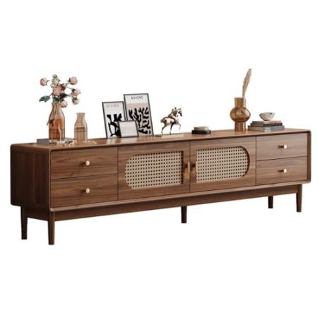 HJYryhyfddply Tv Schrank, Moderne Medienkonsole for 55/60/65-Zoll-Fernseher, Lowboard mit Stauraum, Geeignet for Familie, Wohnzimmer (Braun)