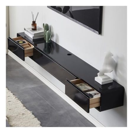 HanDpi Moderner schwebender TV-Schrank, an der Wand montierter TV-Schrank für Schlafzimmer und Wohnzimmer, Unterhaltungsregal mit Schubladen und Stauraum für Wohnzimmer, Schlafzimmer, Medienraum (s