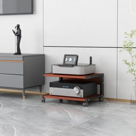 HiFi-Ständer mit 2 Etagen und beweglichem Aufbewahrungsregal für DVD-Player, TV-Box, Spielkonsolen und Zubehör, Audio-Video, Stereo-Komponentenschrank für Fernseher, 35 cm Höhe