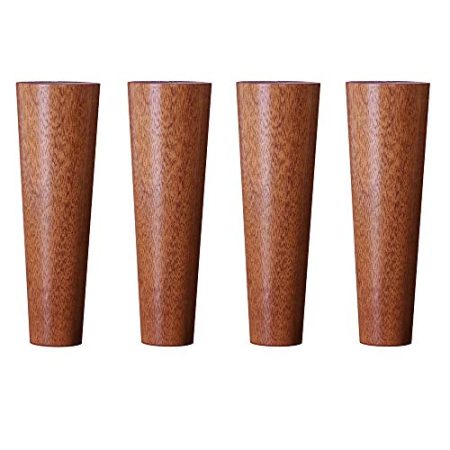 TONZN Möbelbeine, Massivholz-Sofafüße, Ersatzhalterung für Holzkegelstützen, Schrank-TV-Schrank-Couchtischbeine, DIY-Schrauben-Hardware-Zubehör (Sapeli 15 cm)