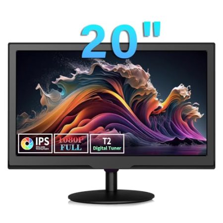 TV 20 Zoll, Kleiner Fernseher mit digitalem T2-Tuner H.256 Freeview-Empfänger, 12 Volt TV, eingebauter HDMI, USB, RCA, VGA-Eingänge, geeignet für Schlafzimmer,Wohnwagen