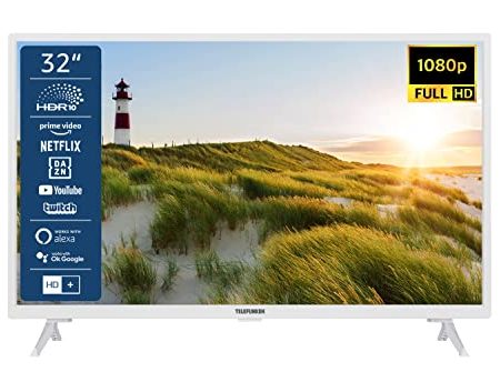 TELEFUNKEN XF32SN550S-W 32 Zoll Fernseher/Smart TV (Full HD, HDR, Triple-Tuner) - Inkl. 6 Monate HD+ [2023], Weiß
