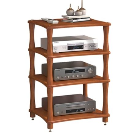 Audio-Regal aus Holz, Medienständer, bodenstehend, TV-Ständer, Schrank, Unterhaltungszentrum, Walnussholz, 50 x 84 cm, unterstützt Projektor, AV, Medien, Spielkonsole, Kabel, TV-Box und TV-Zubehör