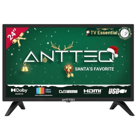 Antteq Essential Series TV 24 Zoll (60 cm) LED Fernseher,Dolby Audio,Triple Tuner DVB-C / T2 / S2,CI+,Hotelmodus,2024