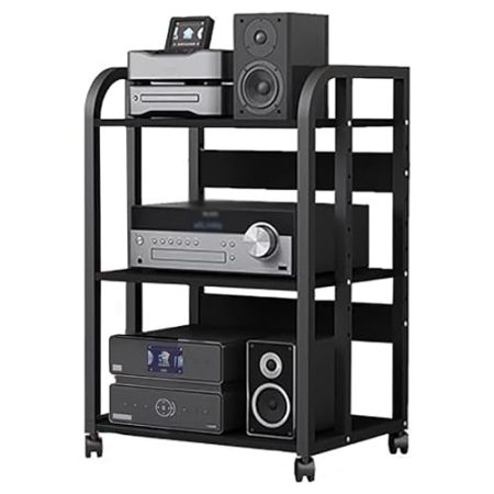 AV-Medienständer, CD-Player-Ständer, Heim-Stereo-Rack-System Mit Höhenverstellbarer Ablage Und Rollen, Robuster Audio-/Video-Komponentenschrank For Verstärker/Player/TV-Zubehör(Size:3 Tier-no Drawer -