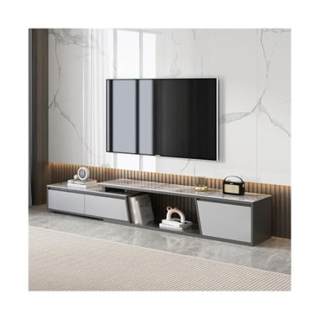 XXAD553TY Fernsehtisch Moderner, einfacher, ausziehbarer Couchtisch aus Schiefer, TV-Schrank-Kombination, stilvoller Wohnzimmer-Unterschrank mit Sensorlicht TV Board