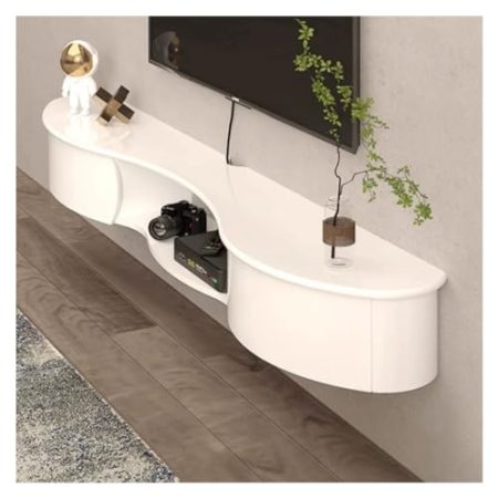 Wandmontierter TV-Schrank Moderner schwebender TV-Ständer, 67''/74'' wandmontiertes Entertainment-Center mit Schubladen und offenem Ablagefach for TV, Medienkonsolenschrank Wandmontiertes Unterhaltung