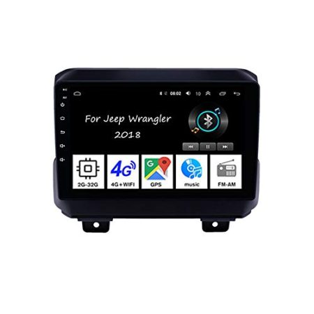 Autoradio Auto Stereo 9 Inch in Dash Headunit HD Touchscreen GPS Navigation 4core 2G+32G Für Jeep Wrangler 2018 Auto Zubehör Lenkradsteuerung Unterstützung DAB RDS Analog TV SWC