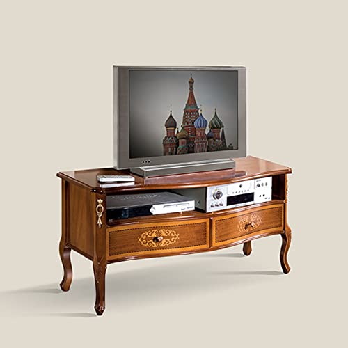 TV-Schrank 2 Schubladen mit Stauraum aus Massivholz im klassischen Stil