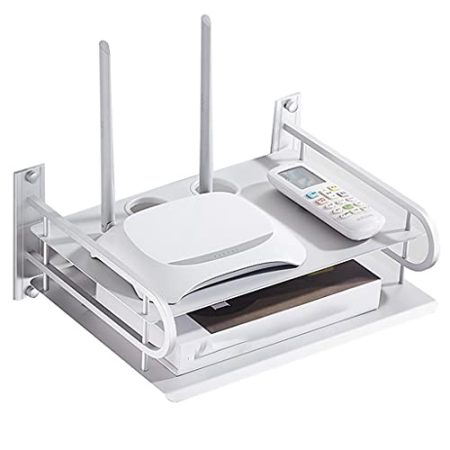 TV Schrank Schwebendes TV-Regal, an der Wand montiertes Lagerregal für DVD-Player, Kabelboxen, Spielekonsolen, TV-Zubehör (Farbe: Weiß, Größe: 33,5 x 26 x 14,5 cm)