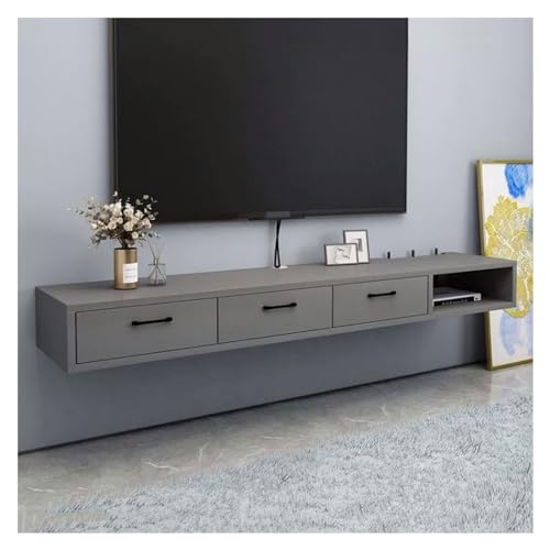 TV Schrank Hängend Multifunktionaler, an der Wand montierter schwebender TV-Ständer aus Holz mit Aufbewahrungsschrank und Schublade, TV-Ständer for Schlafzimmer und Wohnzimmer, moderner Fernsehständer