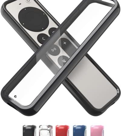 TotalMount Air Rim Case – Schlanke, Hybrid-Schutzhülle mit ultimativem Fallschutz für Apple TV-Fernbedienungen (Siri Remotes) – Schwarze Randabdeckung & transparente Rückseite