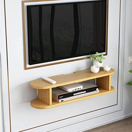 Wandmontierter schwebender TV-Ständer mit Multimedia-Aufbewahrungsregal für Set-Top-Box, Router und Zubehör