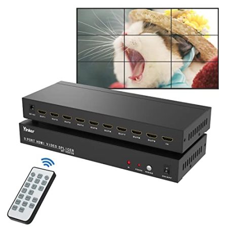 Yinker 4K30Hz Videowand Controller 3x3 HDMI Video Wall Processor Unterstützt 13 Modi - 1 HDMI Input & 9 HDMI Output