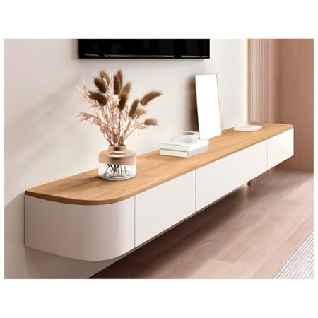 TV Schrank Schwebender TV-Ständer mit Schubladen, modernes, an der Wand montiertes Medienkonsolenregal für unter den Fernseher, langes Entertainment-Center, TV-Schranktisch aus Holz für Wohnzimmer, Sc