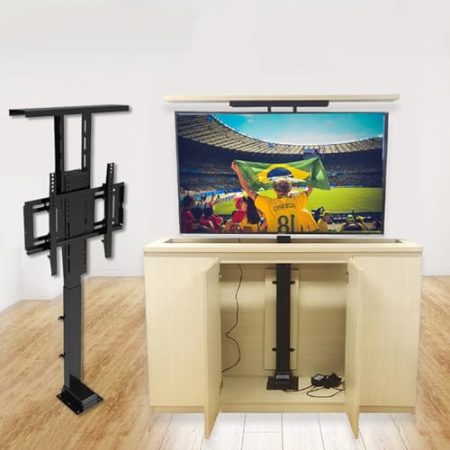 Verstellbare Tischhalterung für TV, motorisierte TV-Hebehalterung, motorisierter TV-Hebelift für 42-70-Zoll-Fernseher, motorisierte TV-Halterung mit Fernbedienung kann im Schrank versteckt Werden,