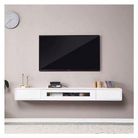 TV Board hängend Schwebendes TV-Gerät aus Holz, 78,7-Zoll-TV-Schrank zur Wandmontage, schwebende Regale mit 2 Schubladen, moderne Entertainment-Medienkonsole, große TV-Bank mit Stauraum for Wohnzimmer