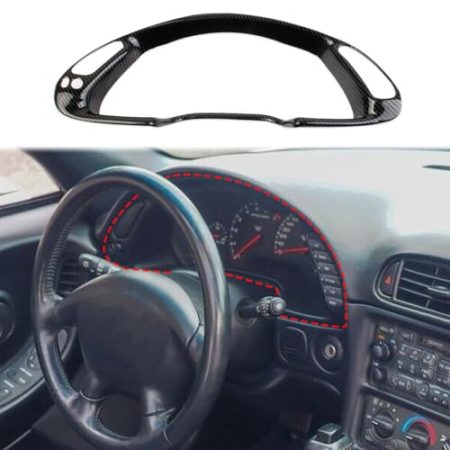 Fewshaw Karbonfaser-Stil Mittelkonsolen Armaturenbrett Rahmen Verkleidung Zubehör für Chevy Corvette C5 1997–2004