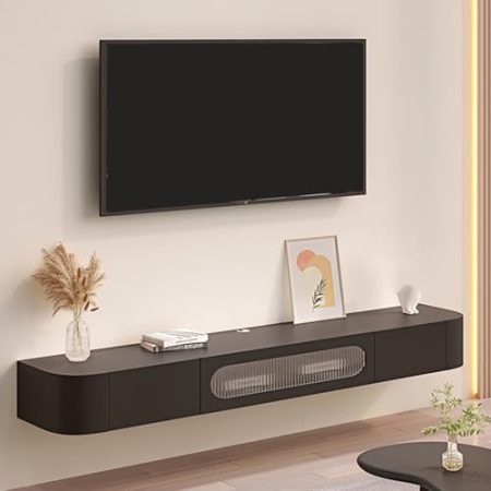 FCYNNV TV Schrank Schwebender TV-Ständer, TV-Schrank, Lagerregal, einfacher Stil, TV-Schrank, Medienraum mit Kabellöchern auf der Rückseite (C, 140 x 20 x 24 cm)