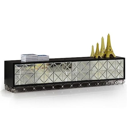 GaRcan Unterhaltungszentrum Moderner minimalistischer Wohnzimmer-TV-Schrank Schlafzimmer audiovisueller Schrank Spiegel aus gehärtetem Glas TV-Schrank Bodenschrank TV-Ständer für