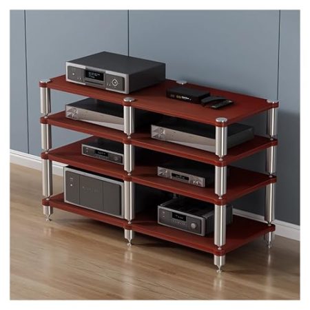 Generisch Regal für Audio-Medienkonsolen im Entertainment Center, AV-Komponenten-Medienständer, Stereoschrank, Präsentationsständer für Radio, Stereoanlage, TV-Zubehör, Spielekonsole (Beige)