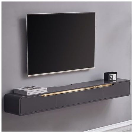 TV Schrank An der Wand montierter TV-Schrank, schwebender TV-Ständer, Unterhaltungsmedienkonsole, schwebende Regale mit Tür, für die Aufbewahrung unter dem Fernseher (Farbe: Grau, Größe: 120 cm)