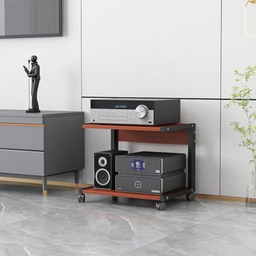 HPTHLY Beweglicher Medienständer mit 2 Ebenen, multifunktionales offenes Lagerregal für DVD-Player/TV-Boxen/Spielekonsolen/TV-Zubehör, Audio-Video-Stereo-Komponentenschrank