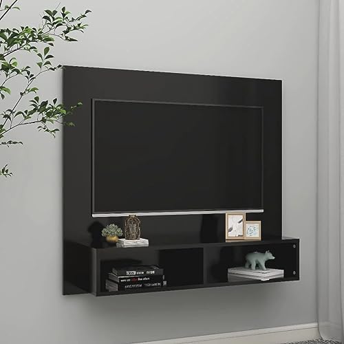 GaRcan Wand-TV-Schrank, Schwarz, 102 x 23,5 x 90 cm, Holzwerkstoff
