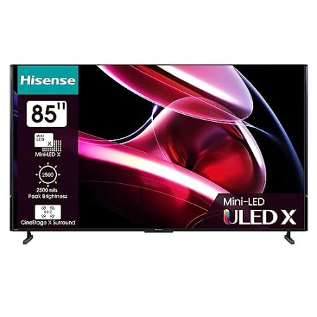 Hisense 85UXKQ 217 cm (85 Zoll) Fernseher, 4K Mini LED ULED, Smart TV, HDR10+, Dolby Vision IQ, Triple Tuner, 144 Hz (VRR), Airplay, Alexa Built-in, Dolby Atmos, Anthrazit (2023)