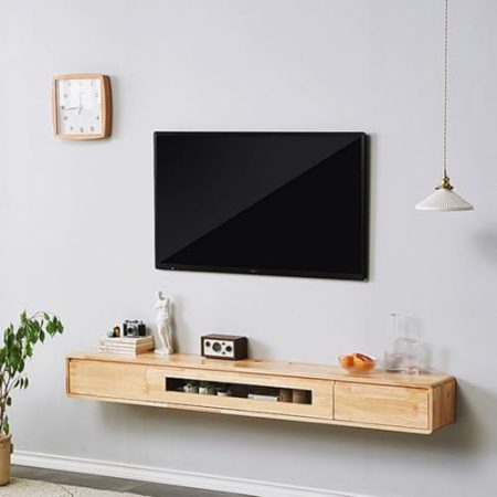An der Wand montiertes Audio-/Video-Regal für den Heimgebrauch, an der Wand montierter TV-Schrank mit Stauraum, Entertainment-Ständer mit Stauraum, schwebendes Entertainment-Center mit Glast