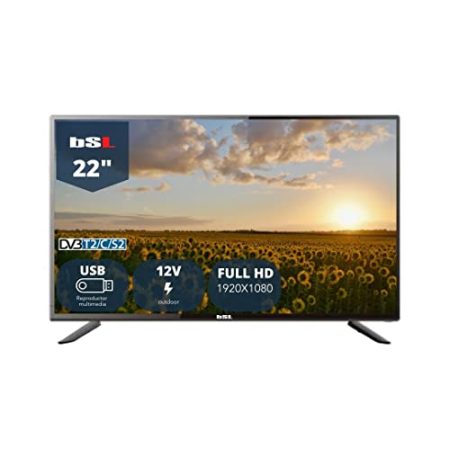 TV 22" BSL-22112V | LED | mit USB Multimedia-Player | (DVBT2) HEVC | HDMI-Anschluss | 1920 x 108p | Energieeffizienzklasse F | Stromversorgung bei 12V und 220V.