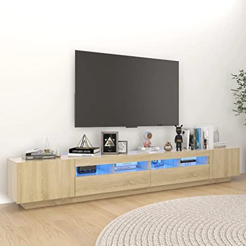 VACARX TV-Schrank mit LED-Leuchten Sonoma Eiche 260x35x40 cm, Artikelfarbe Sonoma Eiche