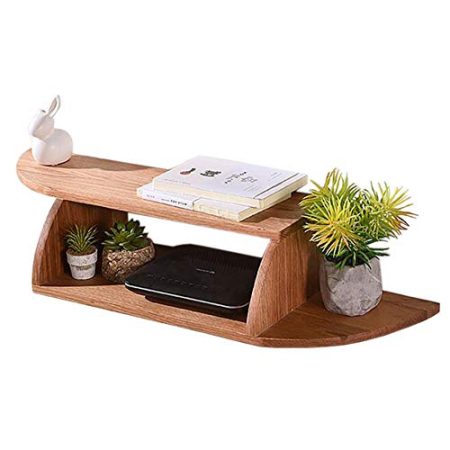 Generic TV-Decken-Wandhalterungen Set-Top-Box Schwebender Rahmen TV-Konsole Wohnzimmer Videowand Multimedia-Zubehör Eiche, 2 Stile Funktionales Aufbewahrungsregal (Color : Wood Color 1)