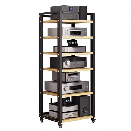 6-stöckiges Stereo-Komponenten-Audio-Video-Regal für Zuhause, Büro, Wohnzimmer, Verstärker, DVD-CD-Player, TV-Zubehör, Empfänger, Spiele, AV, Medien-Aufbewahrungsregal, Eck-Unterhaltungszentrum für