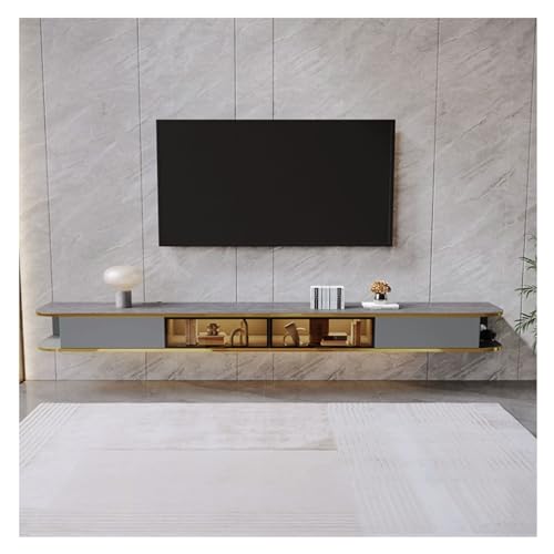 TV Schrank Hängend Schwebender TV-Ständer, modernes, an der Wand montiertes hängendes TV-Schrank-Entertainment-Center mit 2 Schubladen und 2 Türen, komplett montiert, 78,7"/94,4'' TV Lowboard Hängend(