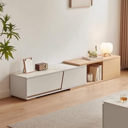 HARELA TV-Schrank, Tv Lowboard Panel, Fernsehschrank Für Das Wohnzimmer, TV Schrank Mit Schubladen Und Stauraum, Sideboard Möbel Für Wohnzimmer Mit Offenen Ablagen(Brown)