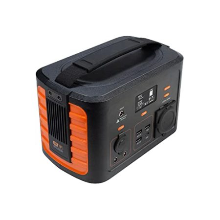 Xtorm Portable Power Station 300 AC-Steckdosen-Zugang, 120 W 12 V Autoladegerät, 1 x 60 W USB-C-Ein/Ausgang, 3 x USB-Ausgänge, 2 x 5,5 mm 60 W DC-Ausgänge inkl. Konverterkabel & Tasche, Schwarz/Orange