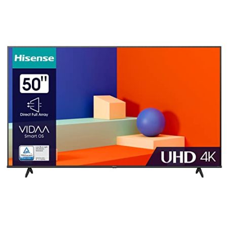 Hisense 50E6KT 127cm (50 Zoll) Fernseher, 4K UHD, LED, Smart TV, HDR, Dolby Vision, Triple Tuner DVB-C/S/S2/T/T2, WiFi, Bluetooth, Alexa Built-In, Hotel Mode [2023], schwarz
