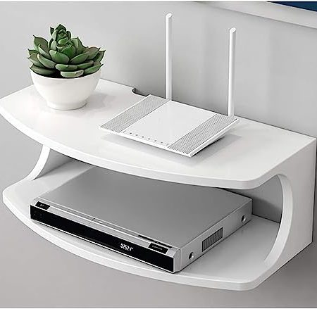 HUNTFF U-förmige moderne Wandhalterung, schwebendes Regal, TV-Konsole für TV-Box, Router, Set-Top-Box, Mini-PC, TV-Zubehör