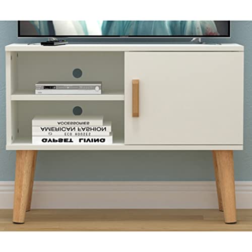 IUBGFTO Entertainment-Center, moderner TV-Ständer aus Holz mit Schrank und 2 Ablagen, TV-Konsole für Wohnzimmer und Schlafzimmer, 31,4 * 11,8 * 23,6 Zoll (weiß)