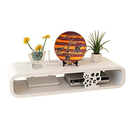 Generic TV-Decken-Wandhalterungen Set-Top-Box-Regal Schwebender Rahmen TV-Konsole Hintergrundwand TV-Zubehör DVD-Halter, 3 Größen Funktionales Aufbewahrungsregal (Color : White)